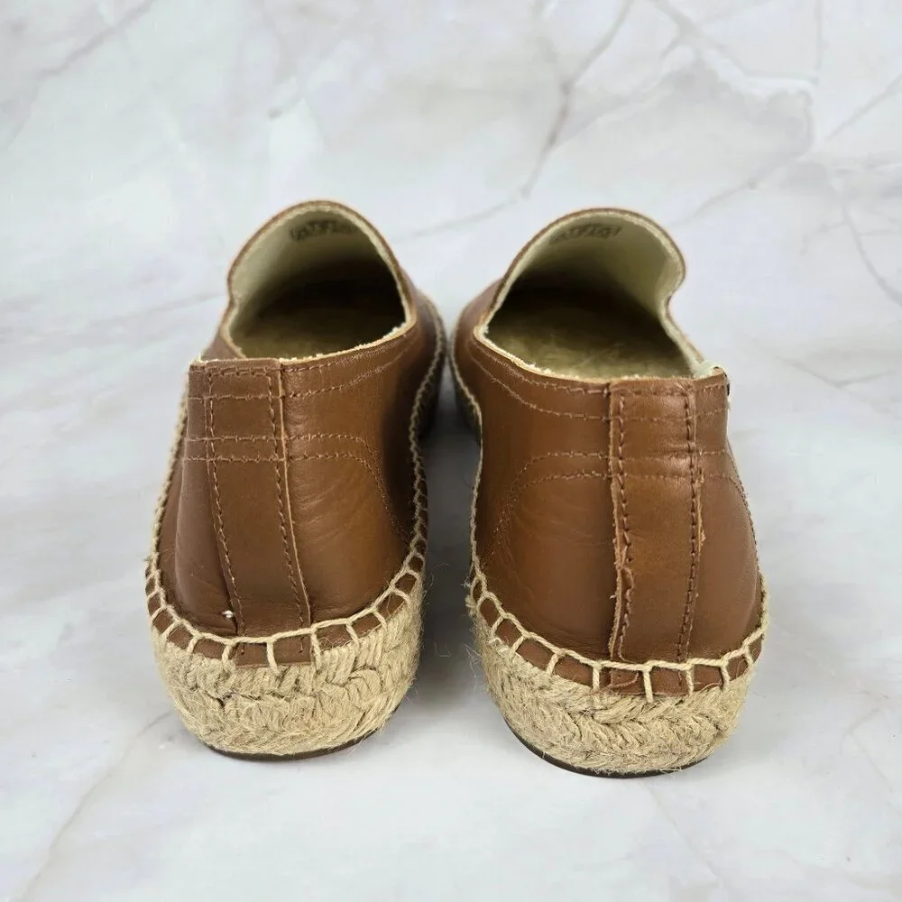 Soludos Size 8.5M Caramel Colored Slip On Loafer Espadrilles Leather Upper